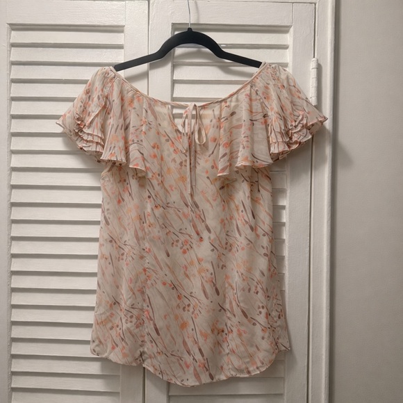 LC Lauren Conrad Cream and Orange Floral Blouse - Picture 4 of 5